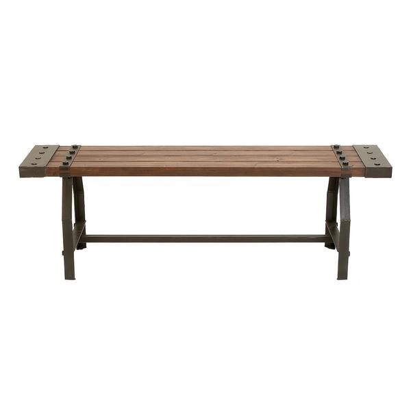 9th & Pike(R) Industrial Black Metal & Brown Wood Bench
