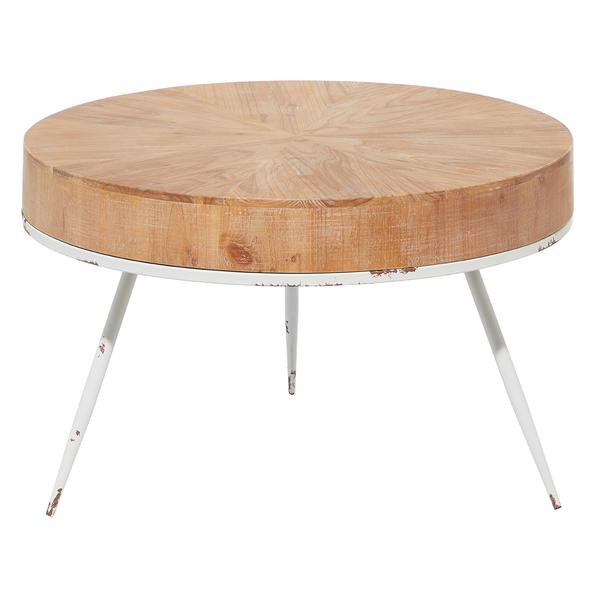 9th & Pike(R) Natural Wood And Iron Modern Coffee Table