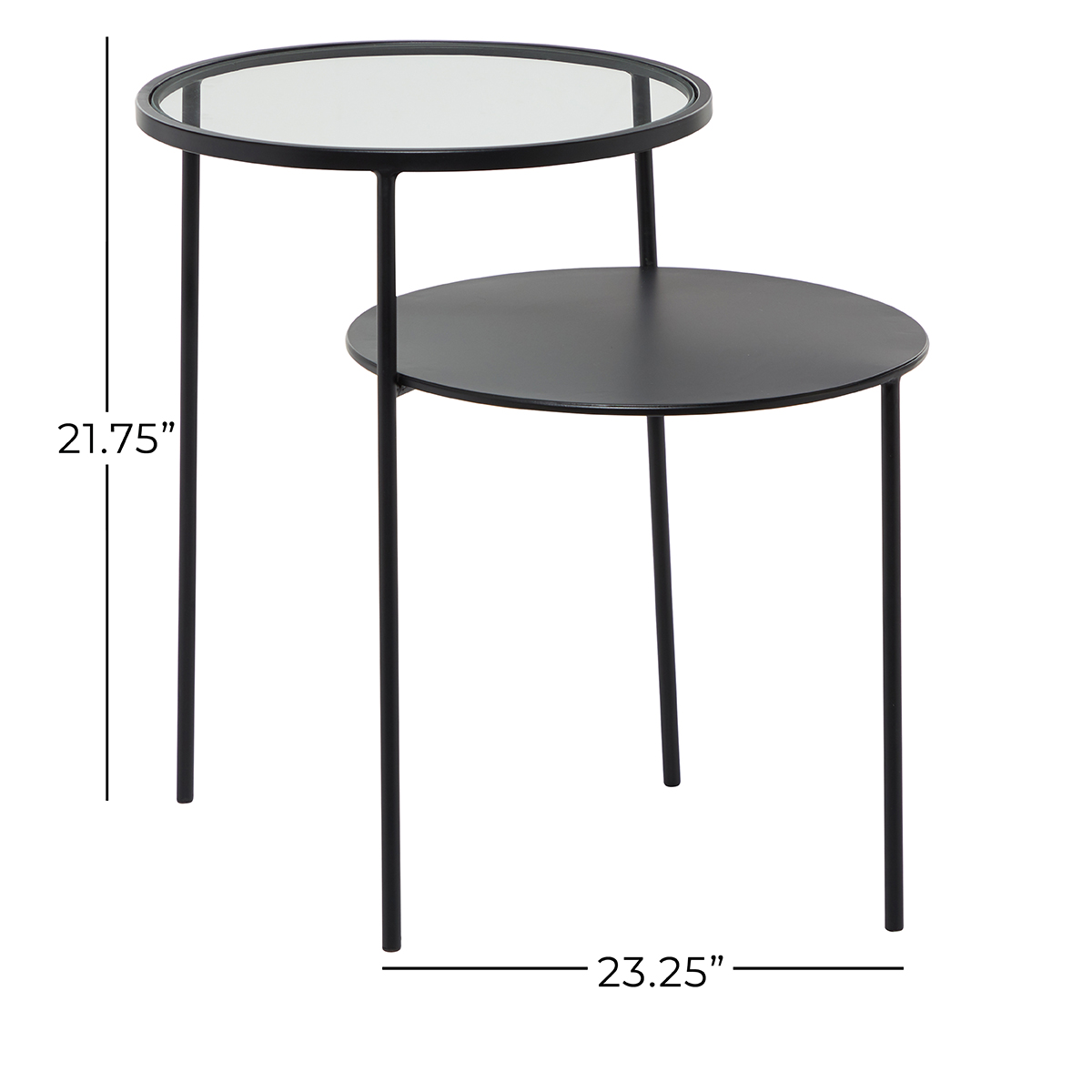 9th & Pike(R) Round Glass And Metal Layered Accent Table - Set Of 2