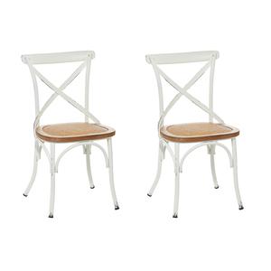 9th & Pike(R) White Metal Farmhouse Dining Chairs