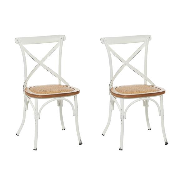 9th & Pike(R) White Metal Farmhouse Dining Chairs