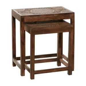 9th & Pike(R) Nesting Dark Mango Wood Side Tables - Set Of 2