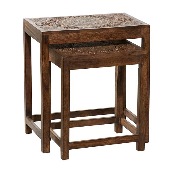 9th & Pike(R) Nesting Dark Mango Wood Side Tables - Set Of 2