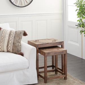 9th & Pike(R) Nesting Dark Mango Wood Side Tables - Set Of 2 alternate view