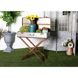 9th & Pike(R) Grey Iron Farmhouse Accent Table alternate view