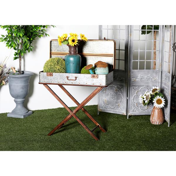 9th & Pike(R) Grey Iron Farmhouse Accent Table alternate view