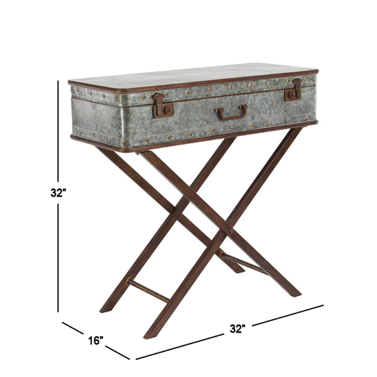 9th & Pike(R) Grey Iron Farmhouse Accent Table