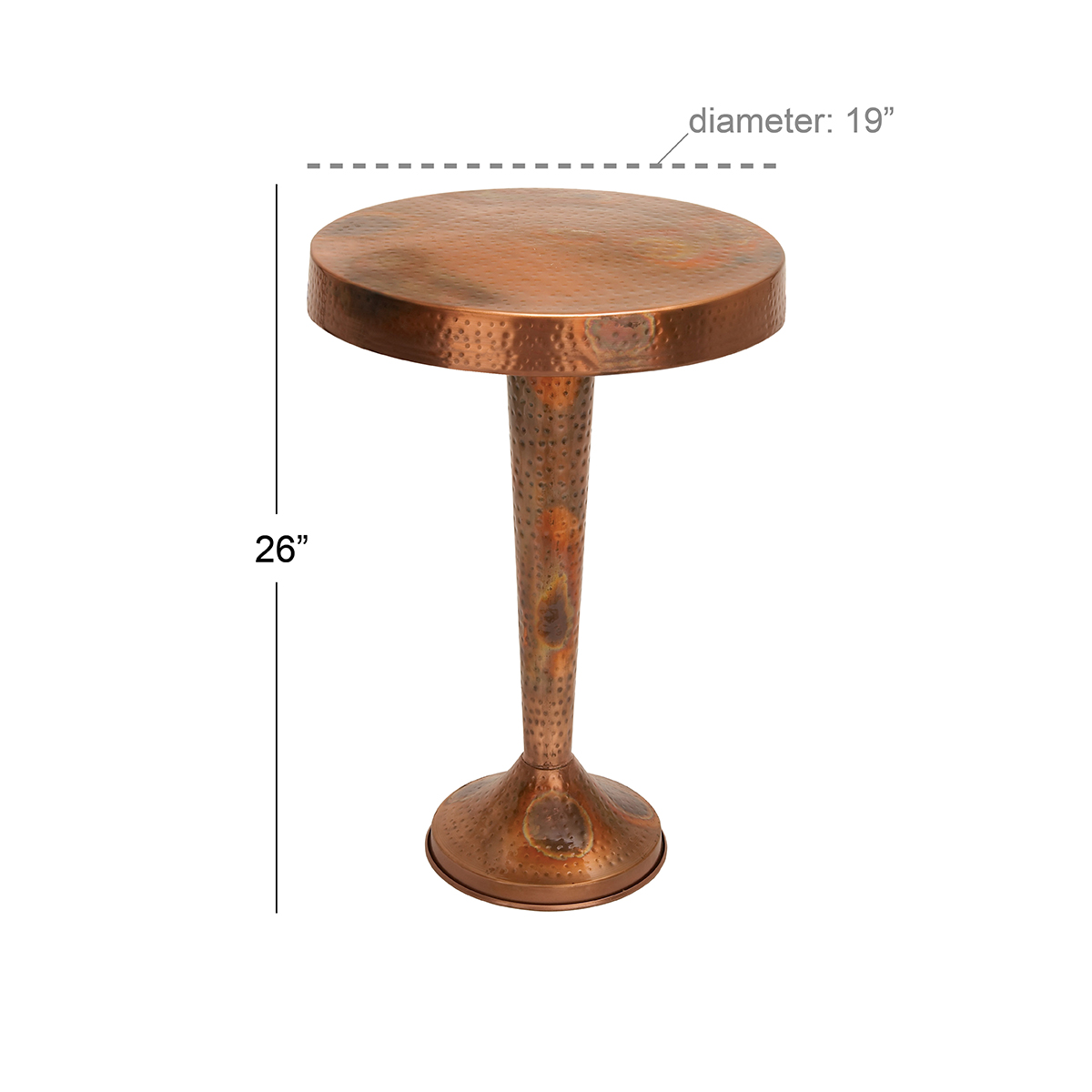 9th & Pike(R) Copper Aluminum Vintage Accent Table