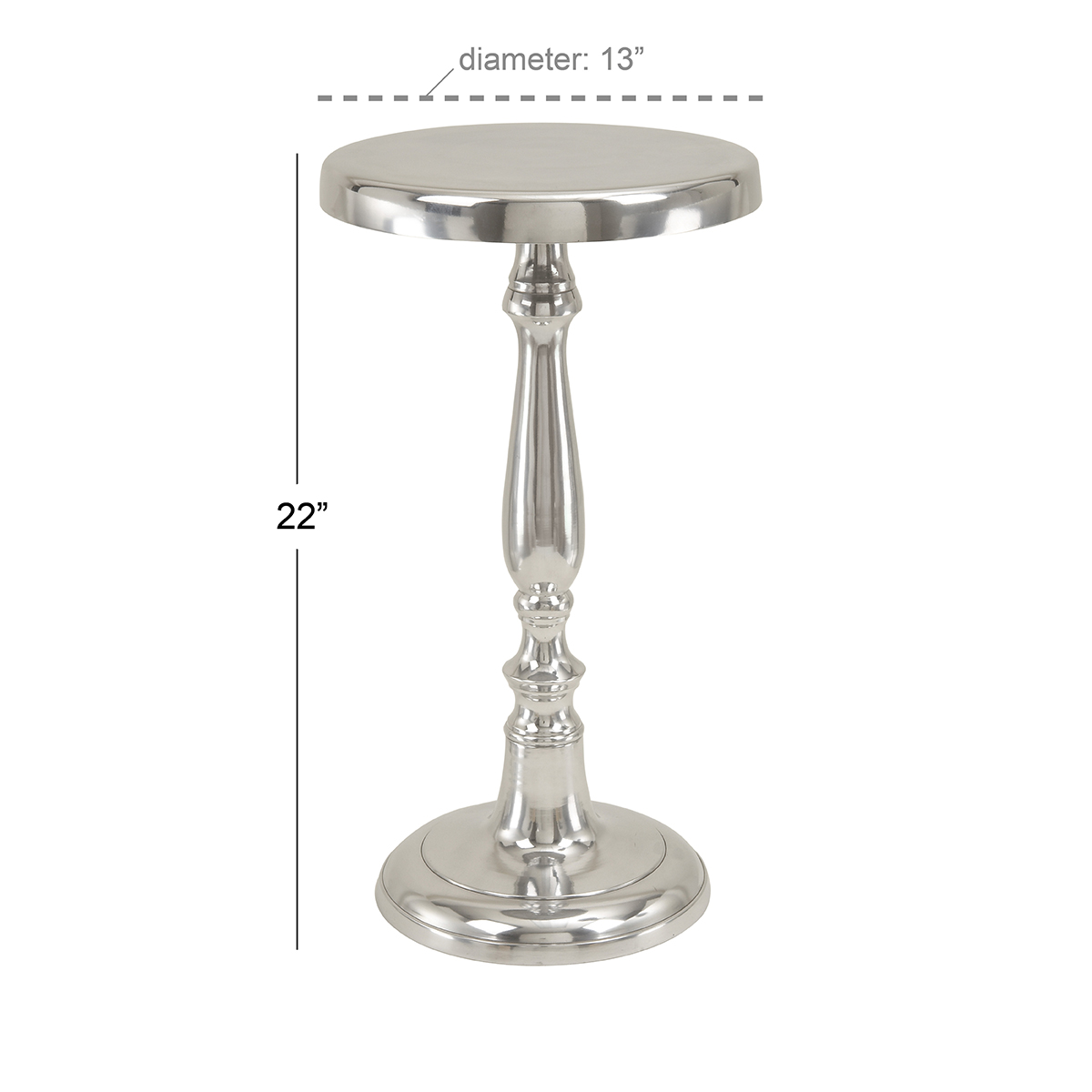 9th & Pike(R) Silver Aluminum Accent Table