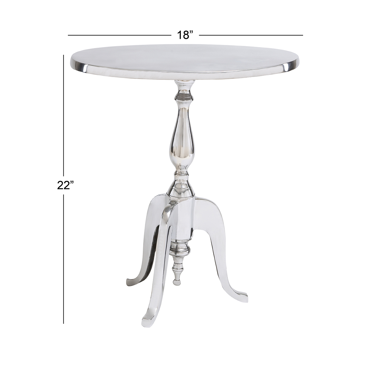 9th & Pike(R) Silver Aluminum Oval Traditional Accent Table