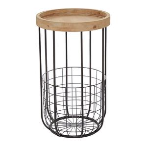9th & Pike(R) Round Wood Tray Top Accent Table
