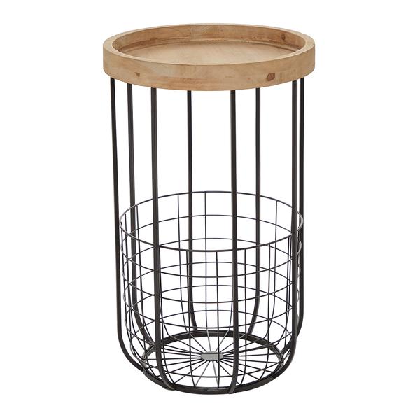 9th & Pike(R) Round Wood Tray Top Accent Table