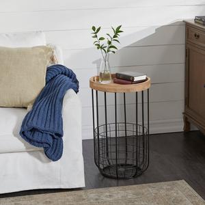 9th & Pike(R) Round Wood Tray Top Accent Table alternate view