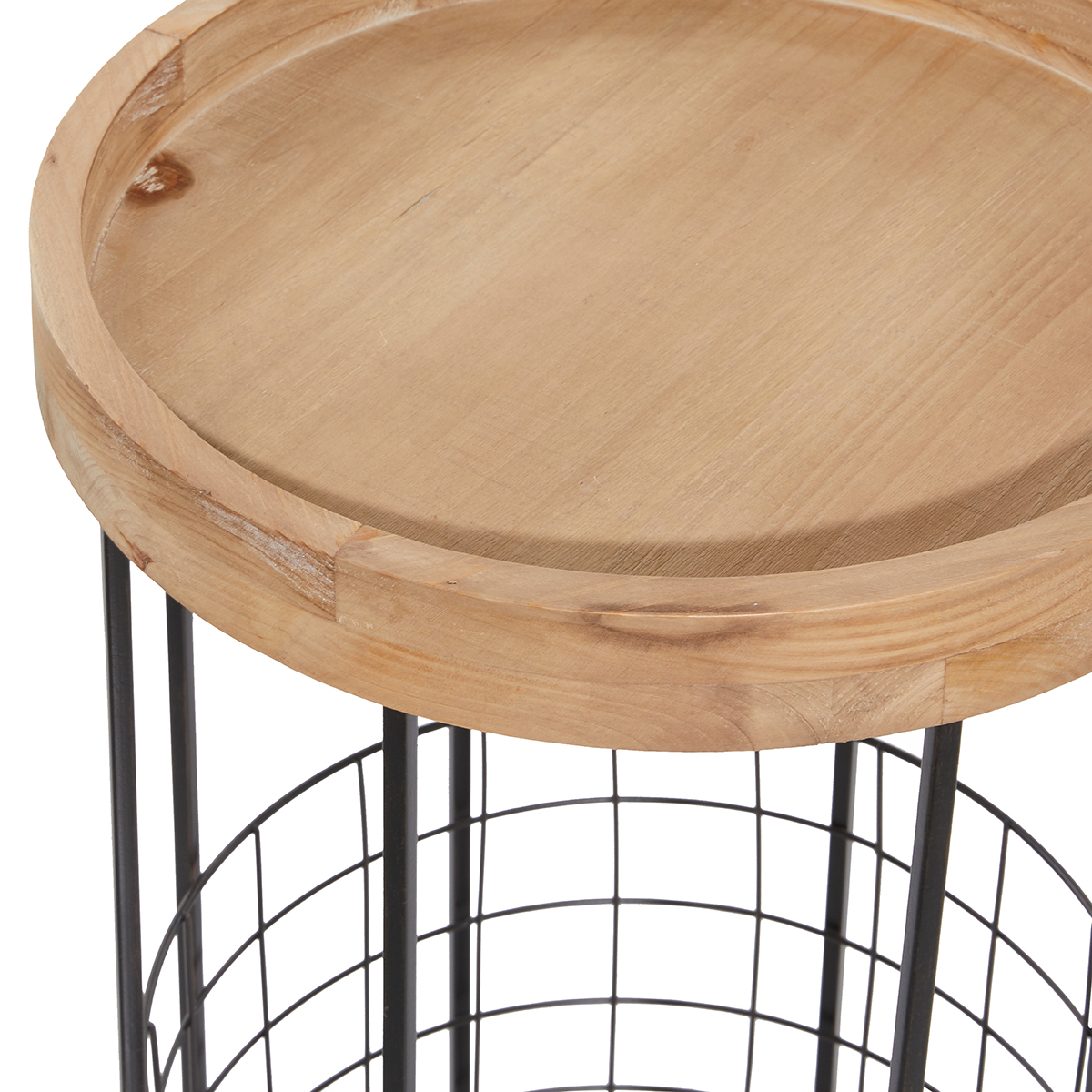 9th & Pike(R) Round Wood Tray Top Accent Table