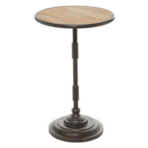 9th & Pike(R) Round Wood And Metal Accent Table