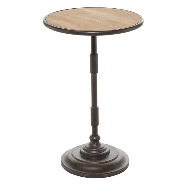 9th & Pike(R) Round Wood And Metal Accent Table