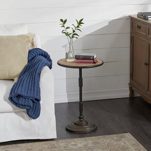9th & Pike(R) Round Wood And Metal Accent Table alternate view