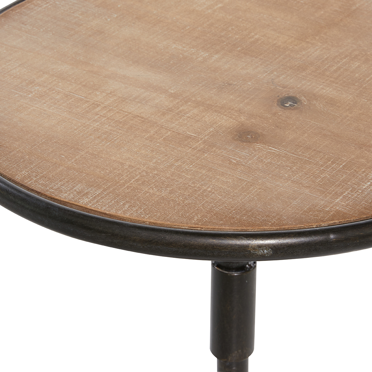 9th & Pike(R) Round Wood And Metal Accent Table