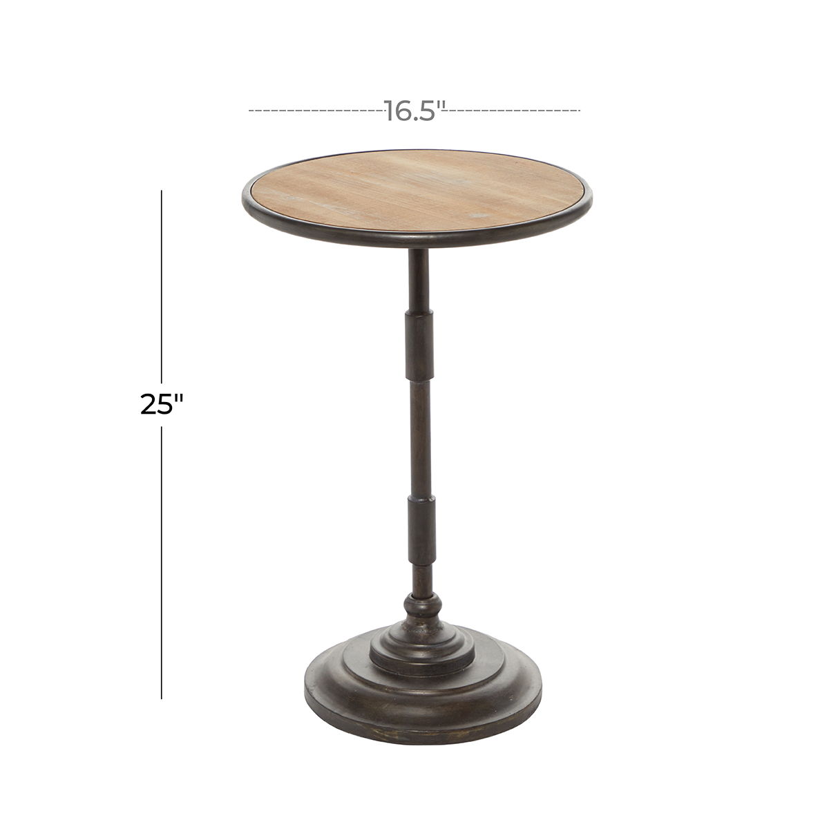 9th & Pike(R) Round Wood And Metal Accent Table