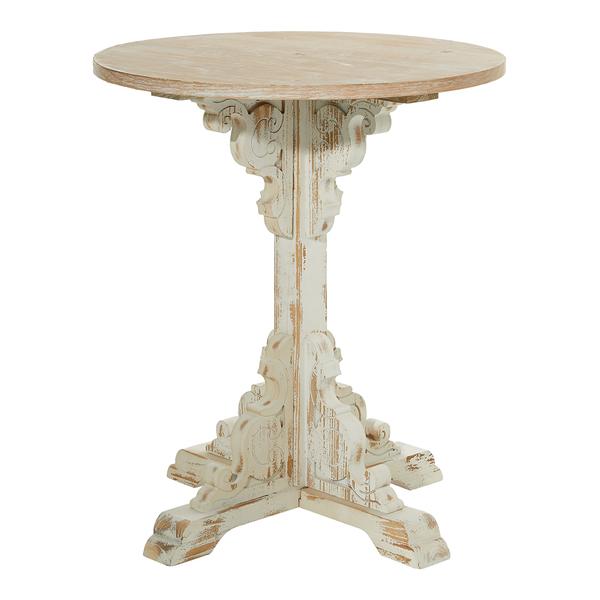 9th & Pike(R) White Chinese Fir Country Accent Table