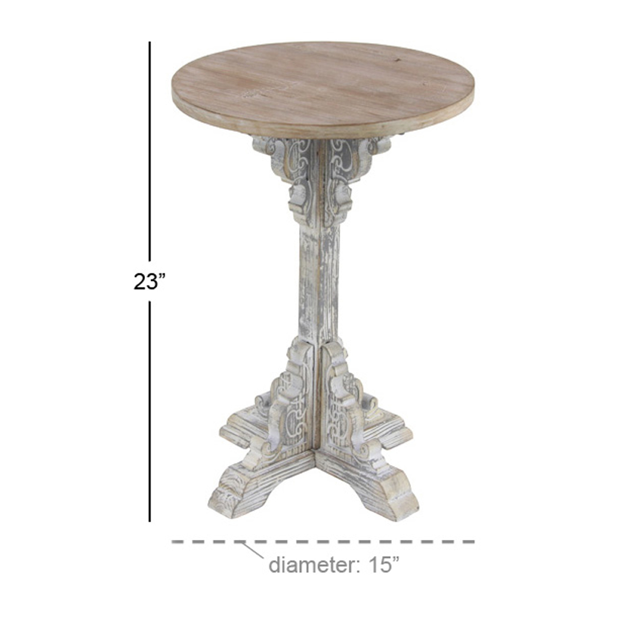 9th & Pike(R) Whitewash Chinese Fir Country Accent Table