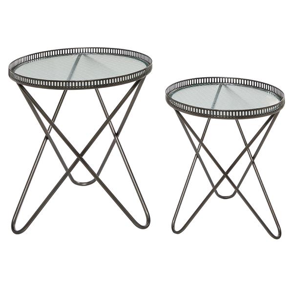 9th & Pike(R) Round Industrial Metal Accent Table - Set Of 2