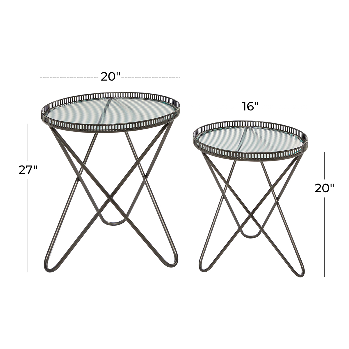 9th & Pike(R) Round Industrial Metal Accent Table - Set Of 2