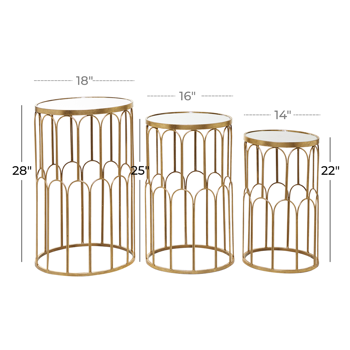 9th & Pike(R) Round Metal Accent Table - Set Of 3