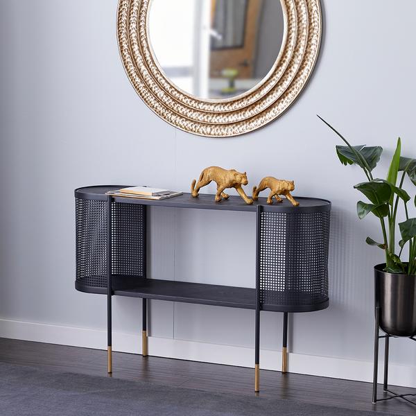 9th & Pike(R) Oval Metal Wrapped Console Table alternate view