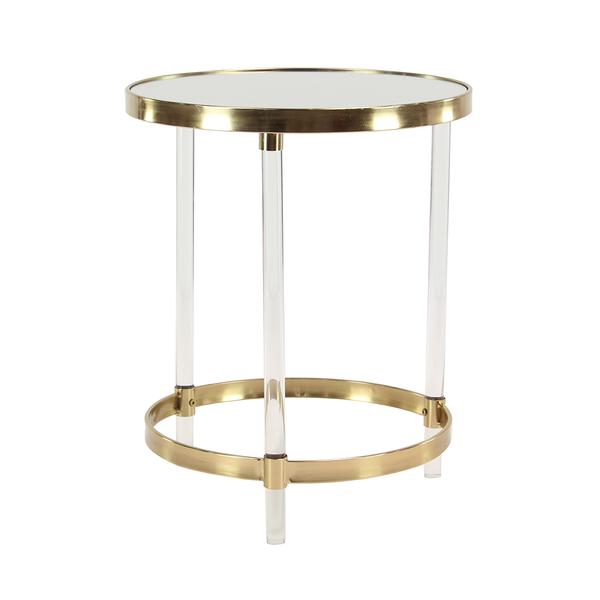 9th & Pike(R) Round Gold Metal And Acrylic Accent Table