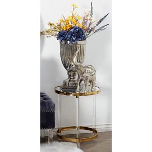 9th & Pike(R) Round Gold Metal And Acrylic Accent Table alternate view