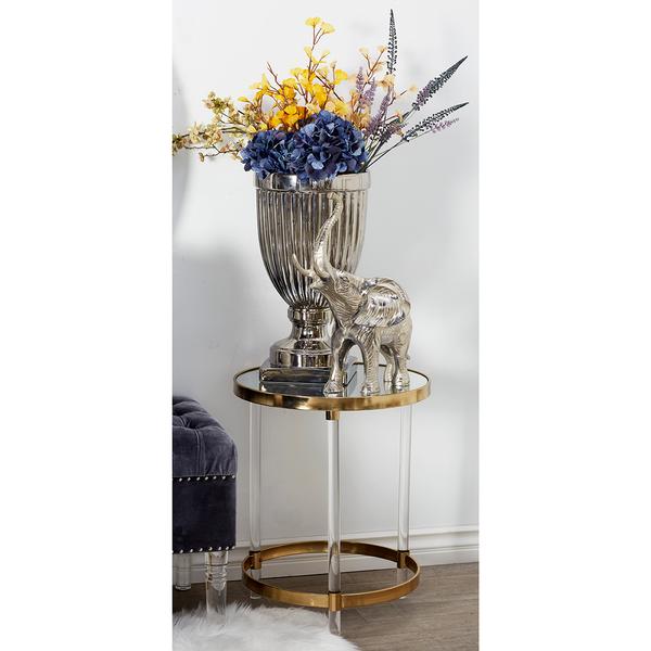 9th & Pike(R) Round Gold Metal And Acrylic Accent Table alternate view