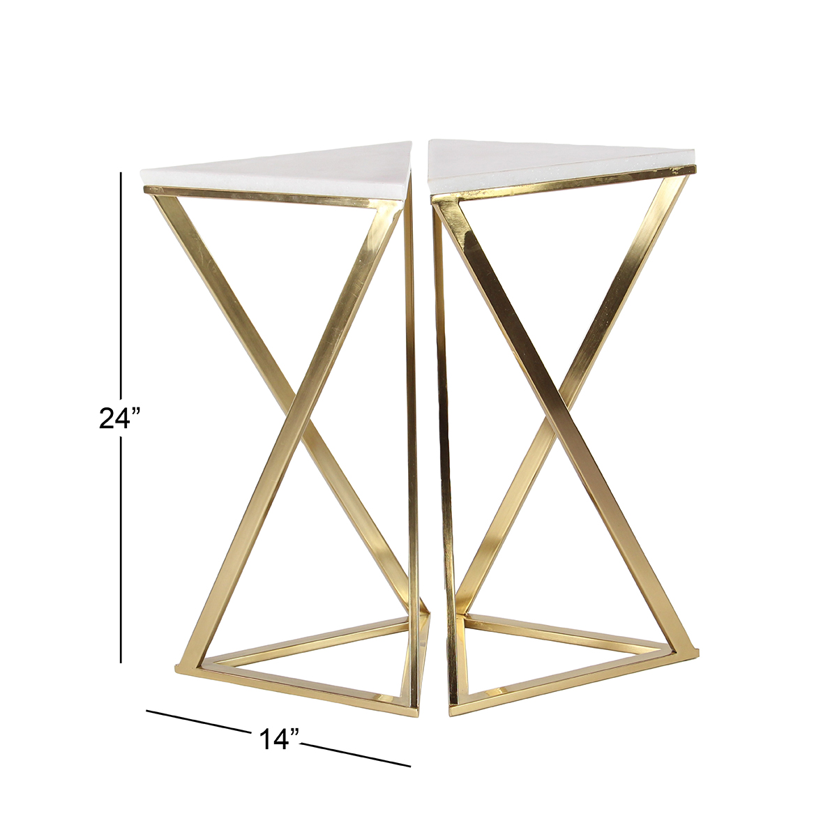 9th & Pike(R) Triangular Marble Accent Table - Set Of 2