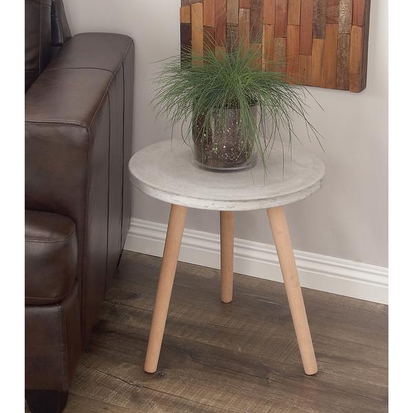 9th & Pike(R) Fiber Clay And Beech Wood Accent Table alternate view