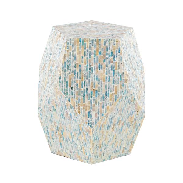 9th & Pike(R) Multi Mussel Shells And Wood Accent Table