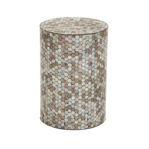 9th & Pike(R) Large Multi Mussel Shells And Wood Accent Table