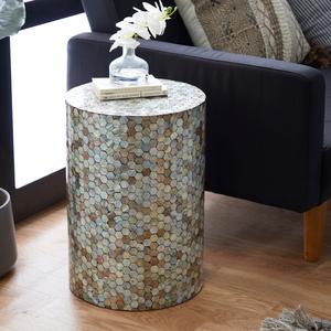 9th & Pike(R) Large Multi Mussel Shells And Wood Accent Table alternate view