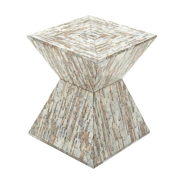 9th & Pike(R) Multi Mussel Shells And Wood Side Table