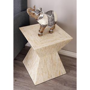 9th & Pike(R) Beige Mussel Shells And Wood Accent Table alternate view
