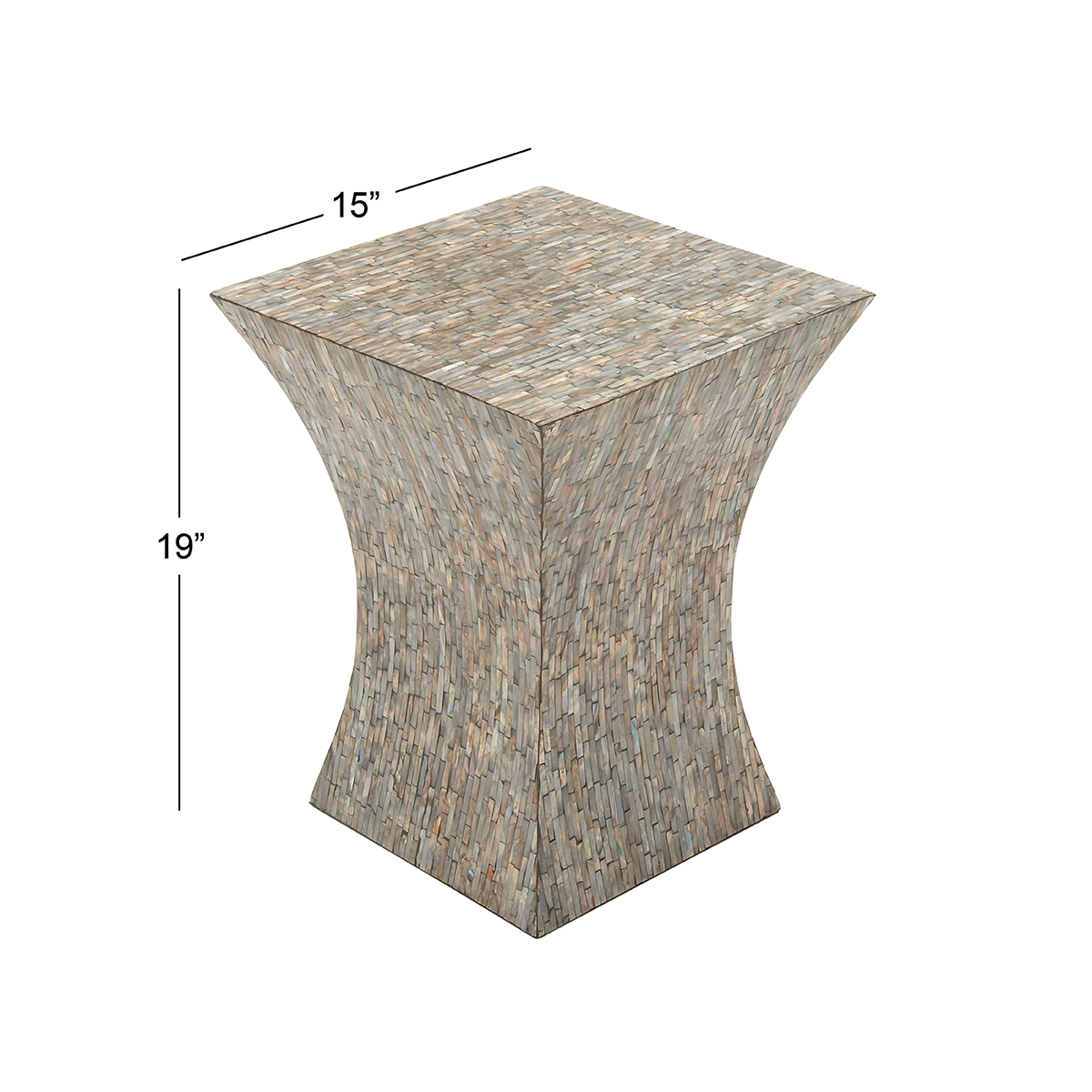 9th & Pike(R) Multi Geometric Mussel Shells And Wood Accent Table