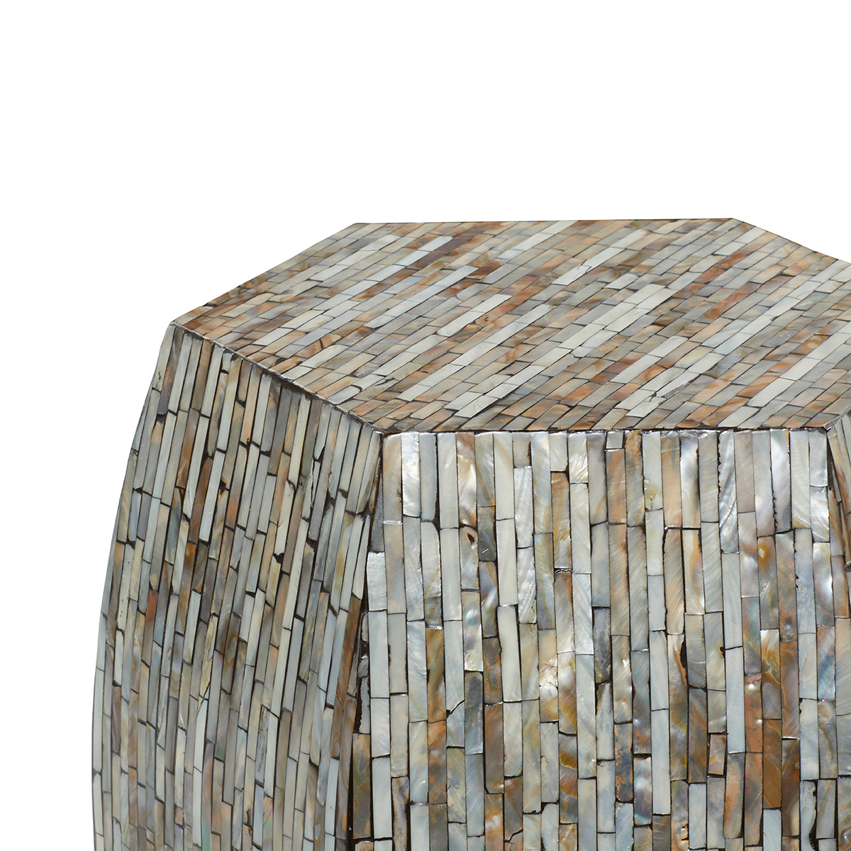 9th & Pike(R) Small Multi Shell And Wood Contemporary Accent Table