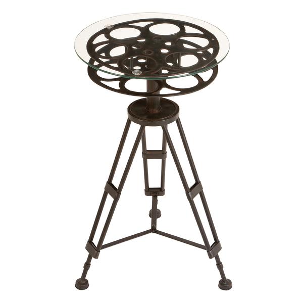 9th & Pike(R) Classic Camera Reel Accent Table