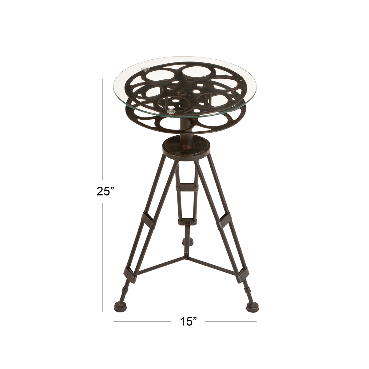 9th & Pike(R) Classic Camera Reel Accent Table