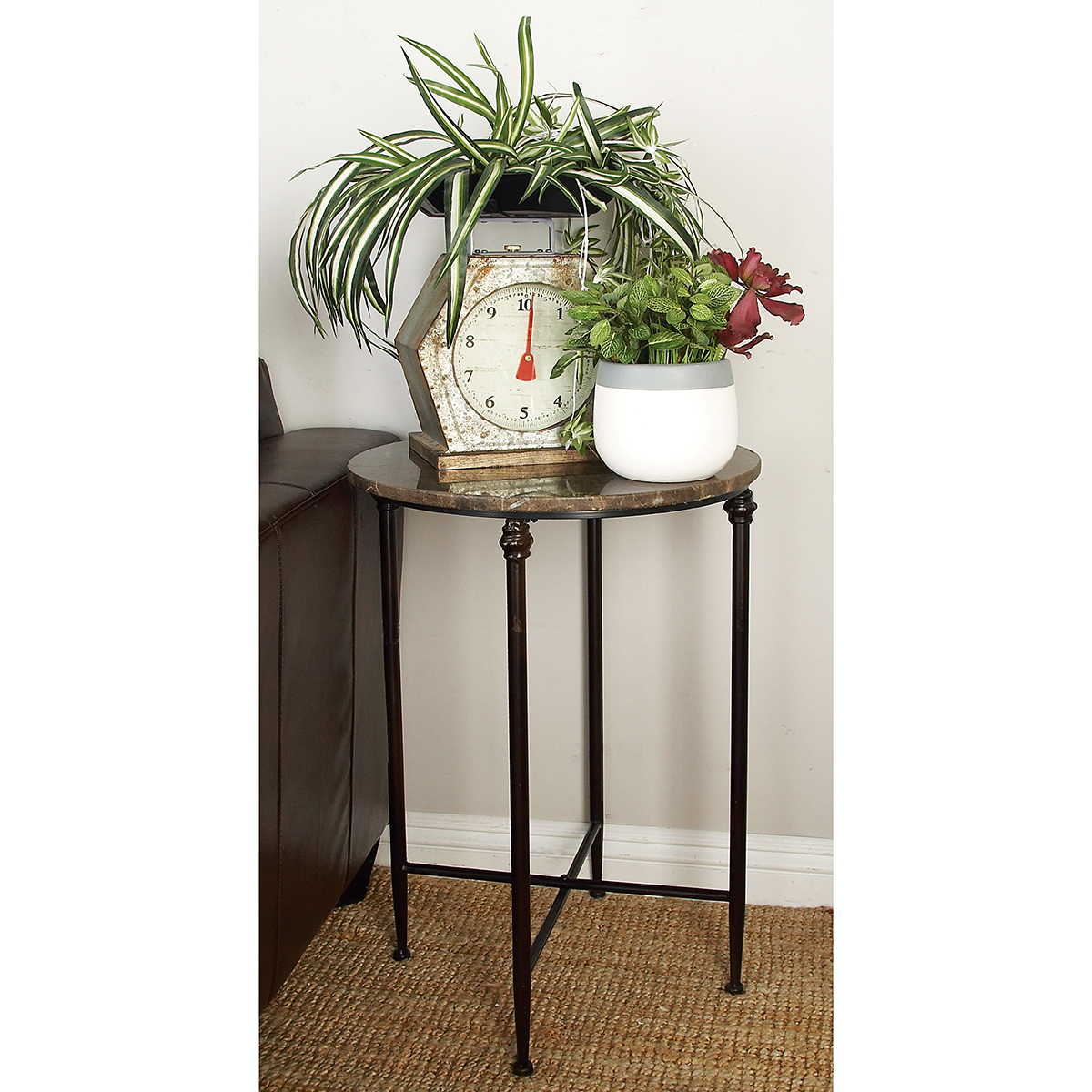 9th & Pike(R) Traditional Metal And Marble Accent Table