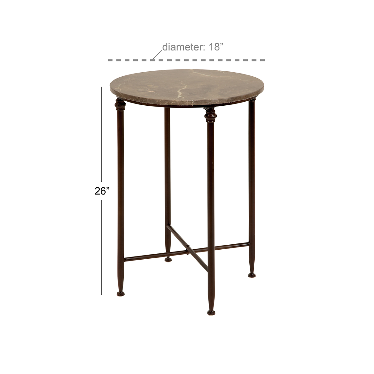 9th & Pike(R) Traditional Metal And Marble Accent Table