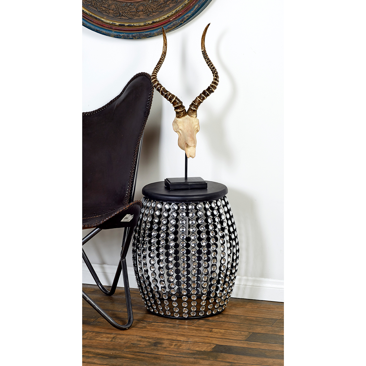 9th & Pike(R) Black Modern Glam Accent Table