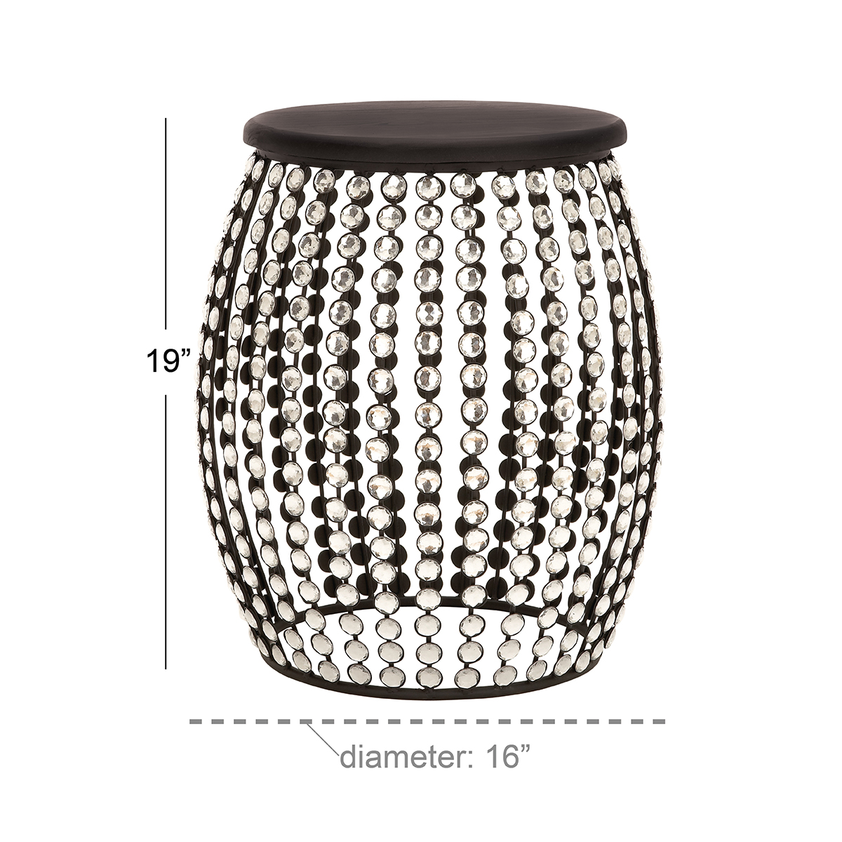 9th & Pike(R) Black Modern Glam Accent Table