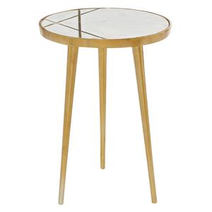 9th & Pike(R) Round Light Marble End Table