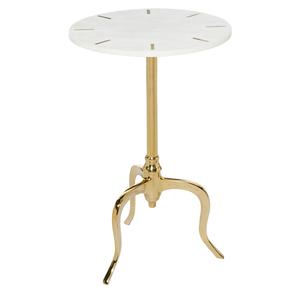 9th & Pike(R) White Marble Contemporary Accent Table