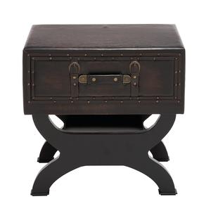 9th & Pike(R) Wood and Faux Leather Traditional Accent Table